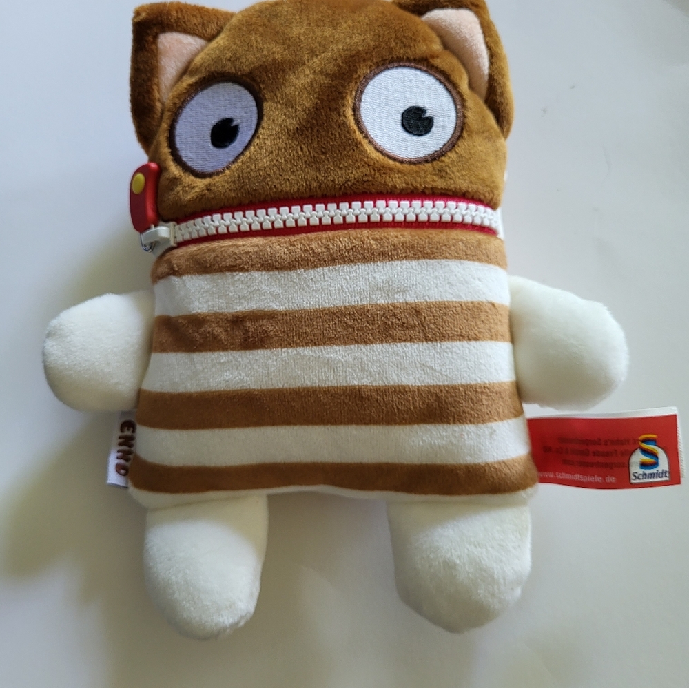 Worry Eaters Monster Zip Mouth Pouch Striped Plush Stuffed Animal